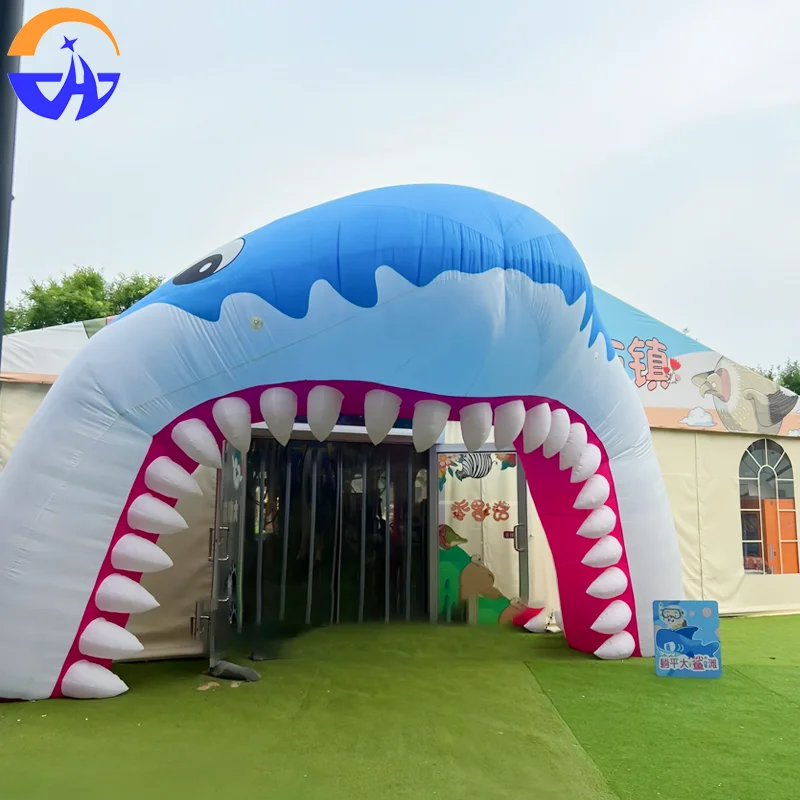Arco de boca de tiburón inflable gigante, túnel de fiesta creativo para niños, arco de entrada, juguetes, decoración de escenario para eventos