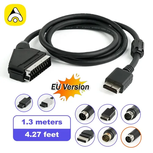 Cable Scart RGB de vídeo compuesto de alta calidad de 1,3 m para consola de videojuegos Saturn/MD/Xbox/PS1/PS2/PS3
