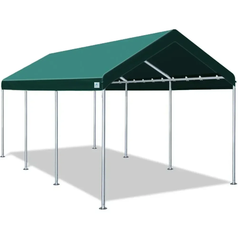 Adjustable 10x20 Foot Heavy Duty Carport Roof Garage Party Tent with Adjustable Peak Height From 9.5 Feet To 11 Feet