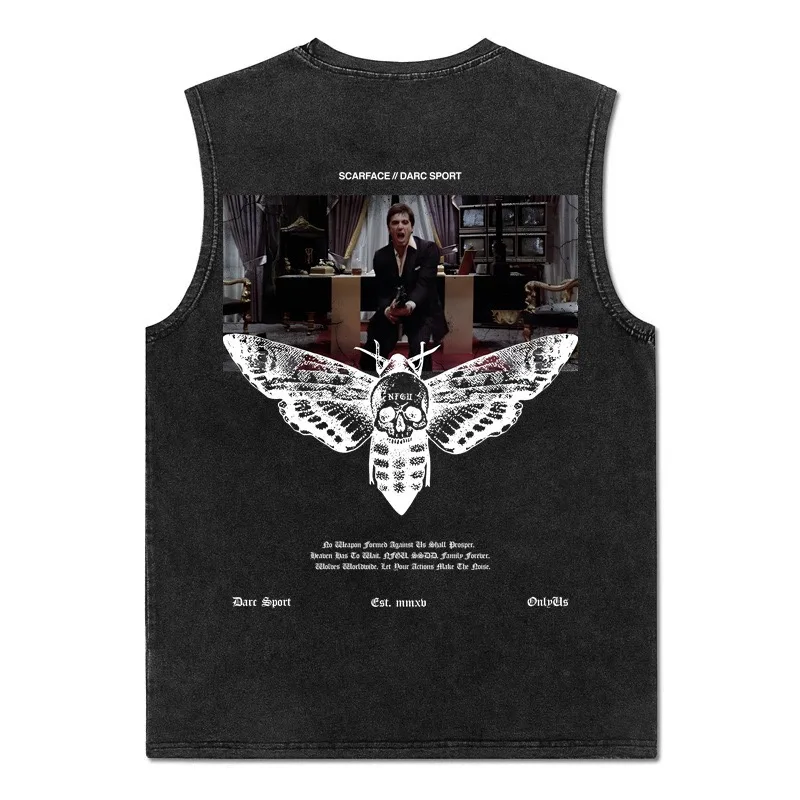 

Мужская хлопковая футболка-безрукавка оверсайз в стиле ретро для подростков, спортивная, влагоотводящая...