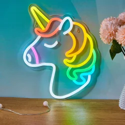 Backboard Led Neon Sign Light, Unicorn Neon Sign, Gift Party, Decorative Ornaments Lamp, Birthday Christmas Gifts For Wall Decor