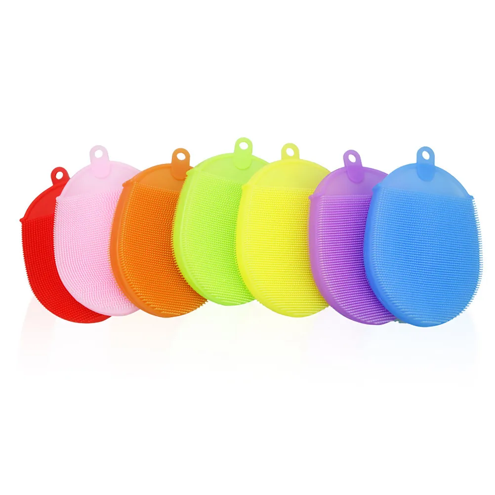 

Силиконовая щетка для душа розовая, пищевой силикон, с густой щетиной, для массажа тела, скрабер для душа, инструмент для очищения лица