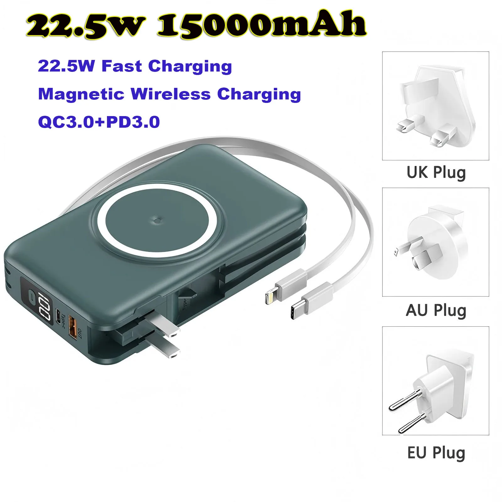 

Magsafe Power Bank 22,5 Вт 20000 мАч Настенное зарядное устройство Магнитное беспроводное зарядное устройство Powerbank для Xiaomi Samsung Travel Запасной аккумулятор