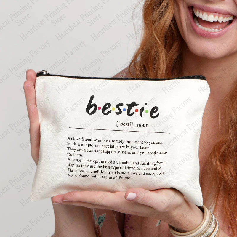 Bestie Print Makeup Bag Best Gift for Besties Women Travel Lipstick Bag Ladies Girls Cosmetic Bag Christmas Gift for Friend