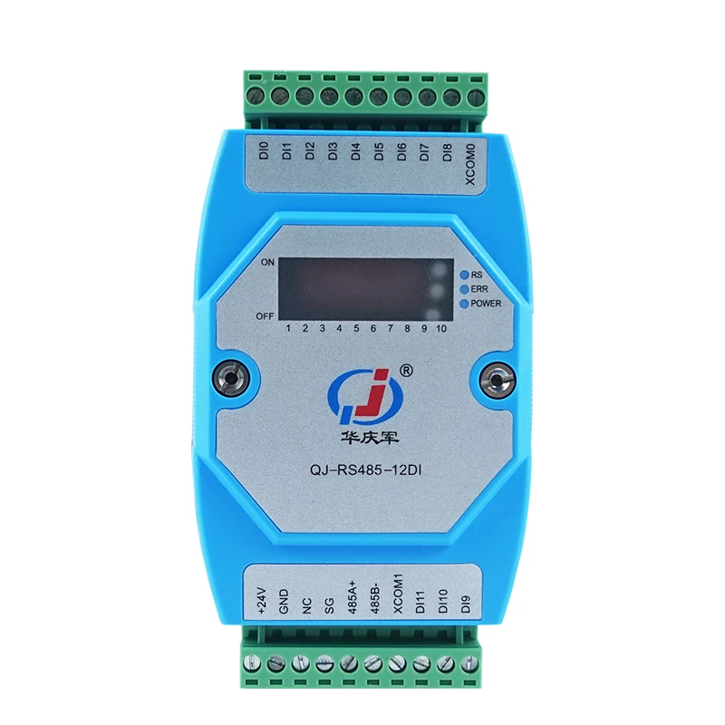 

2026 Huaqingjun 12-Channel RS485 Communication Digital Acquisition Modbus RTU Protocol Input Module Remote Control for HMI