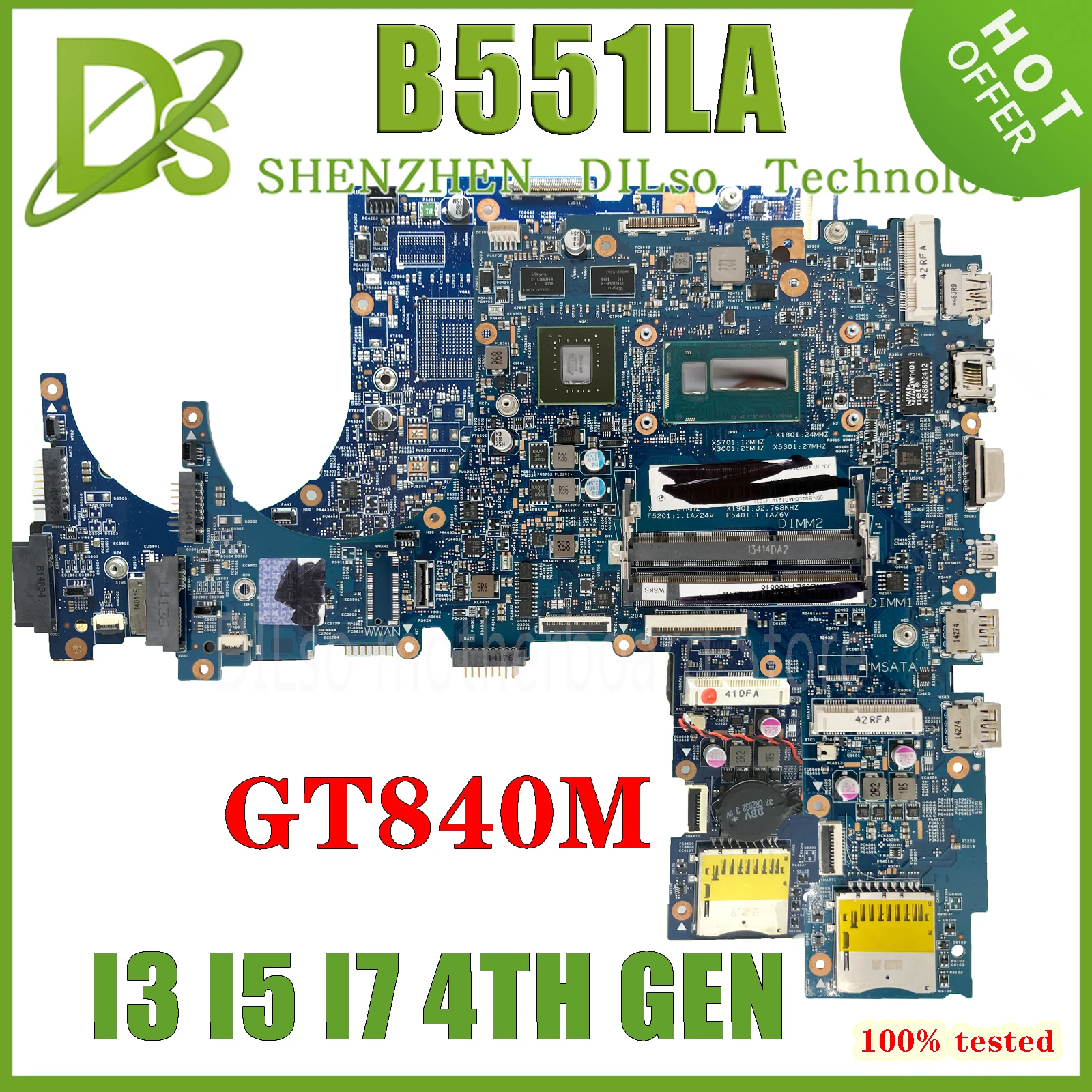 

KEFU B551LA MAINboardfor ASUS PRO B551LG B551LD B551LJ B551L Notebook Motherboard with I3 I5 I7-4510U GT840M 100% Working Well