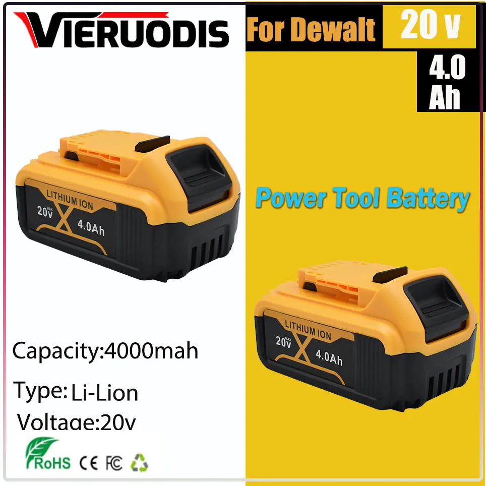 

DCB200 20V 4000mAh Lithium Replacement Battery For Dewalt 18V DCB184 DCB200 DCB182 DCB180 DCB181 DCB182 DCB201 DCB206