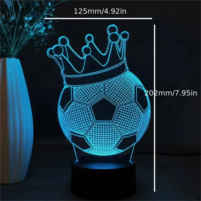 1pc  Football  3D Night Light, 3D Optical Illusion Lamp With Touch, 7-Color Changing Ambient Light For Bedroom