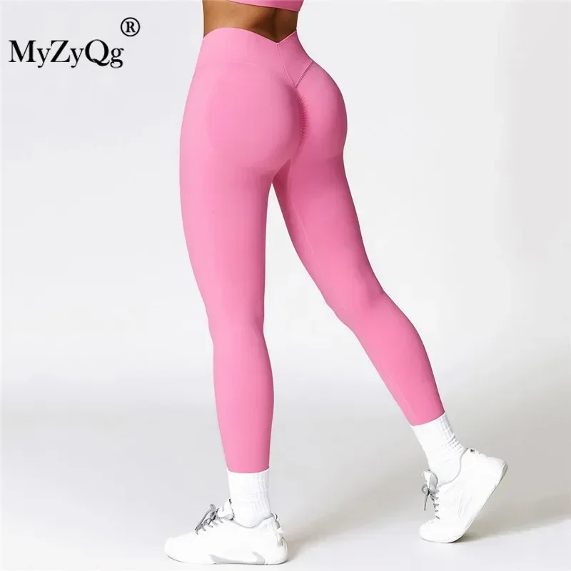 MyZyQg Hohe Taille und Hüftlift Fitness Yoga Leggings Frauen Laufhose Nahtlose Stretch Schlankheits Bauch Kompressionshose