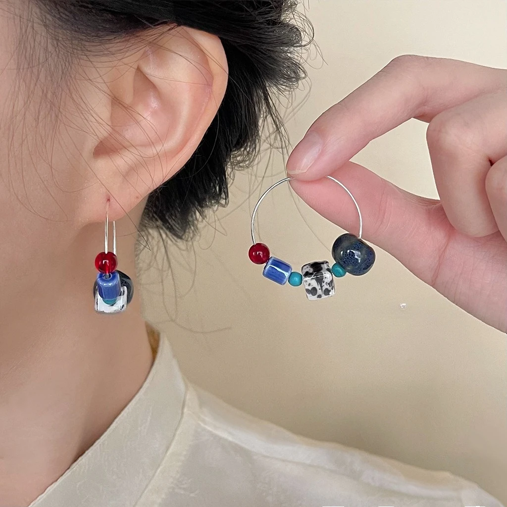 

Vintage-inspired Artistic Ceramic Flower Earrings for Women: Unique, New Chinese-Style Earrings with a Sophisticated Look