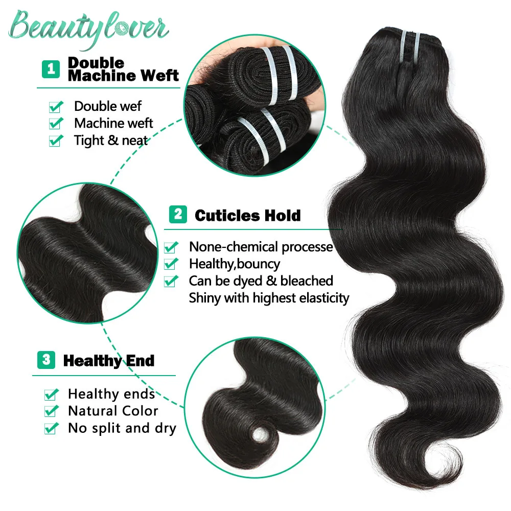 10-28inch Body Wave Human Hair Weave Bundles Top Quality Brazilian Remy Human Hair Extension Natural Black 1/3/4 Pcs