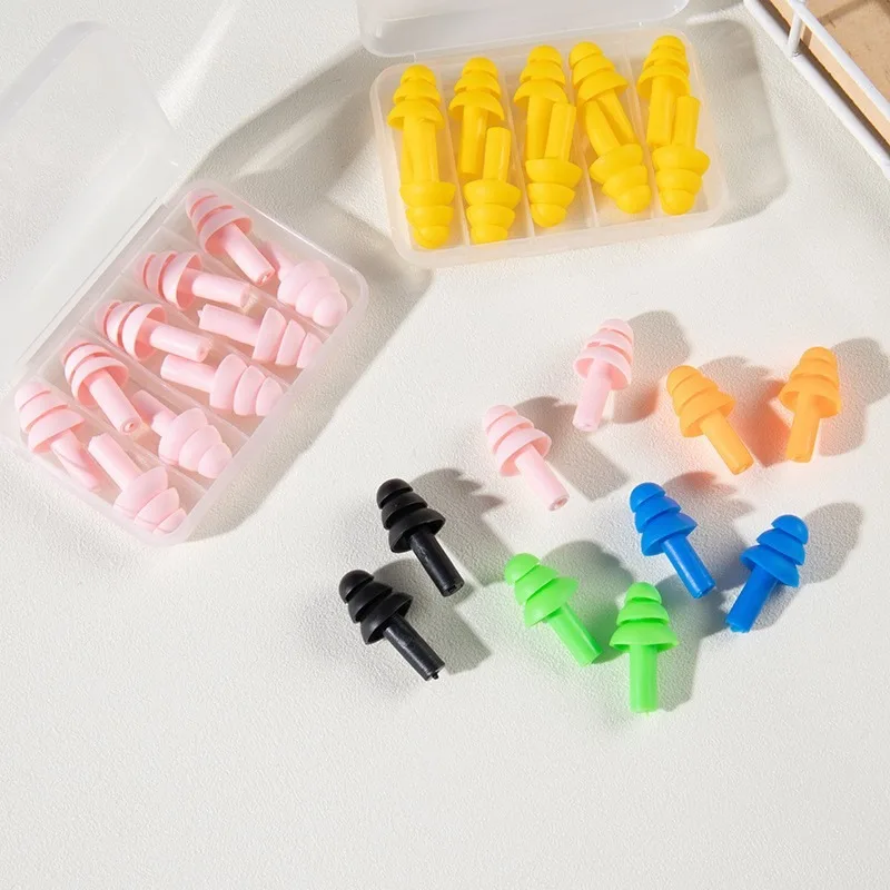 1Box is 5Pairs New Comfort Earplugs Noise Reduction Silicone Soft Ear Plugs Swimming Silicone Earplugs Protective For Sleep