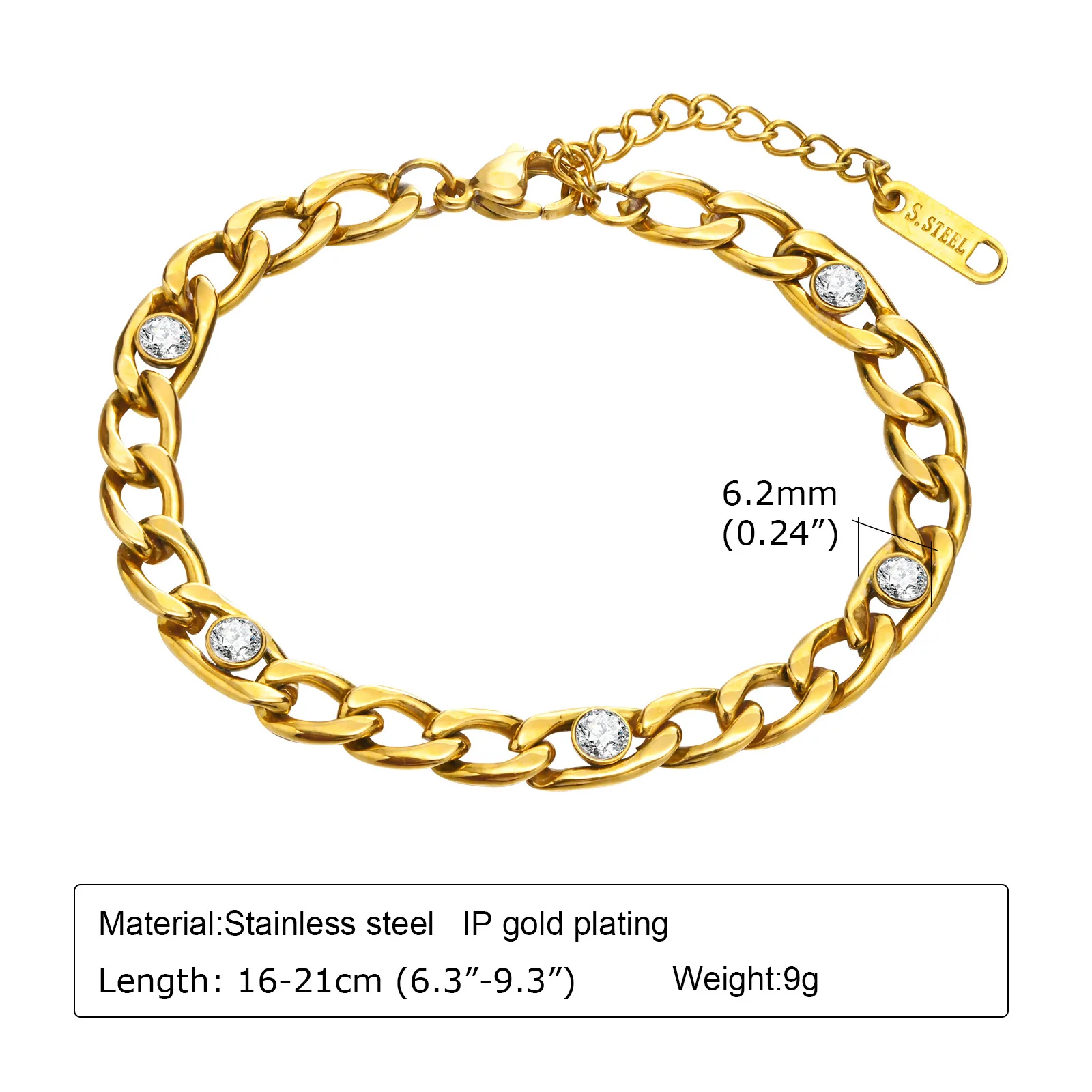 Damen-Büroklammer-Kettenarmband, verstellbares Kettenarmband aus 18 Karat vergoldetem Edelstahl, klobiger, stapelbarer, geschichteter Schmuck