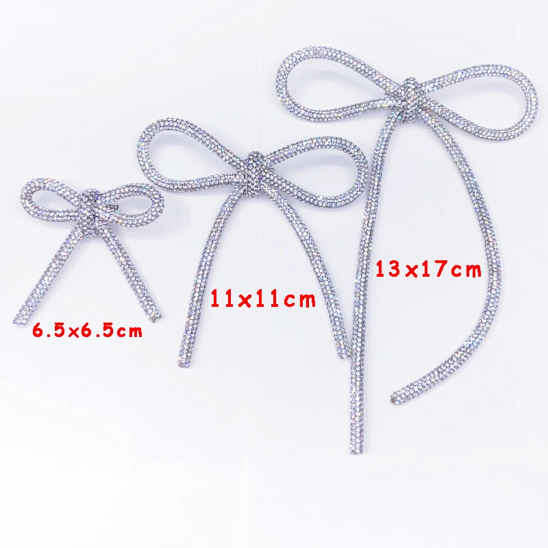 2pcs Rhinestone Bowknot Brooches Shiny Crystal Strass DIY Cord Trim Applique for Evening Dress Bags Shoes Decoration Accessories