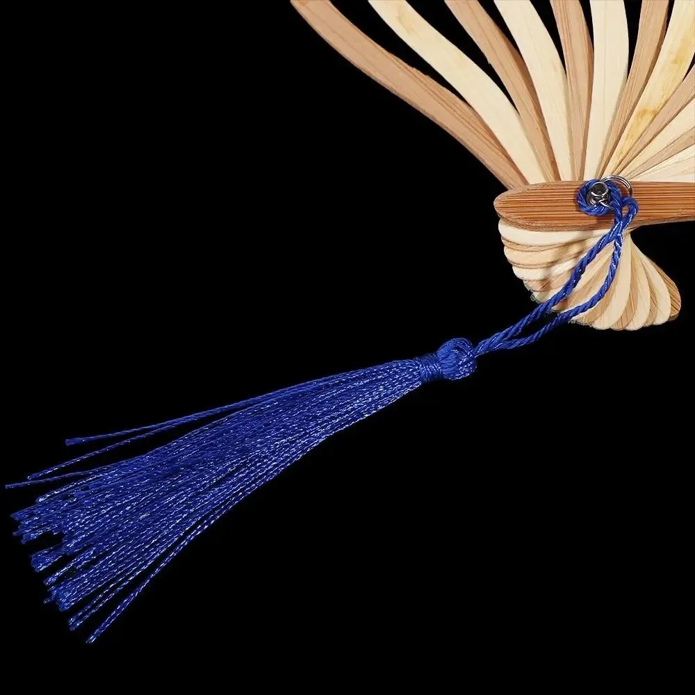 Elegant Accessory Flower Pattern Chinese Folding Fan Handheld Bamboo Wood Silk Fan Decorative With Tassels Hand Fan Summer Gift