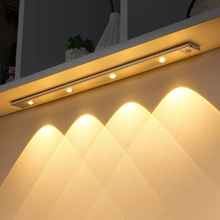 

20 30 40CM Ultra thin LED Cabinet Light PIR Motion Sensor Wireless USB Rechargeable Night Light for Cabinet Kitchen Lighting