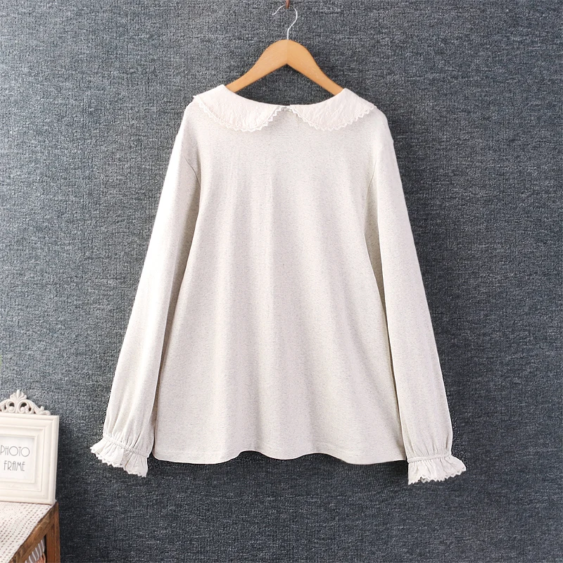 Autumn New Sweet Elastic Embroidered T Shirt Tops Women Long Sleeve Casual Top Z2319