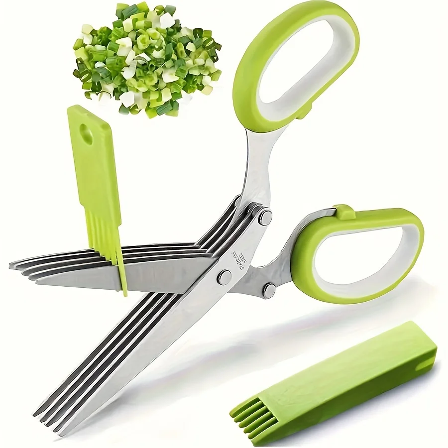 1 set of five layer stainless steel scallion scissors, multifunctional multi-layer seaweed, vegetable, kitchen scissors