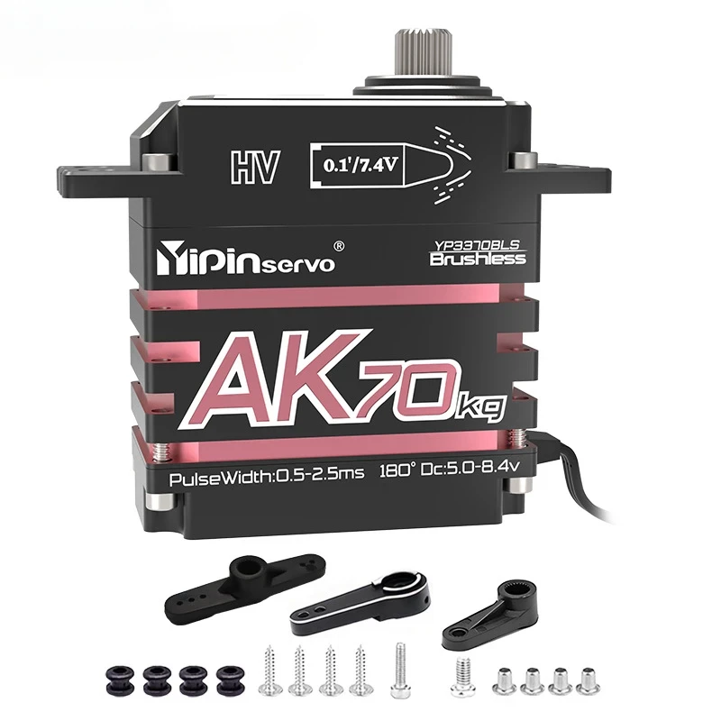 

AK70 High Torque Full Metal Digital Servo 7.4V 70kg Brushless Motor IP68 180 Degree Magnetic Coding Servo for Car Aircraft Robot