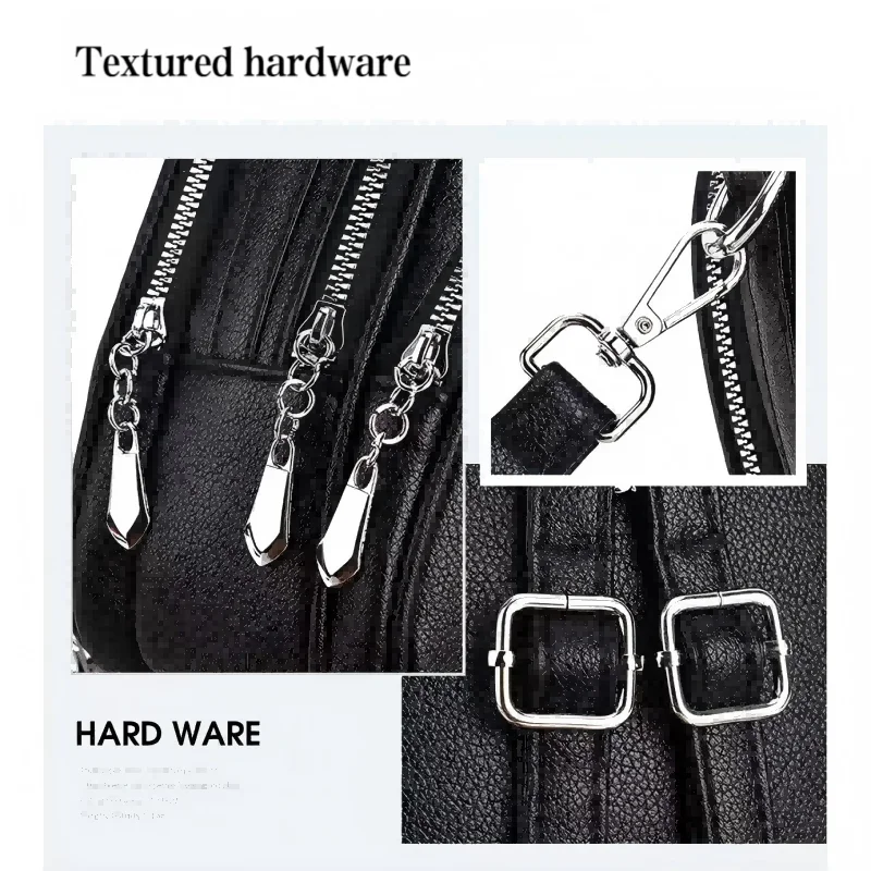 Ein hochwertiger multifunktionaler kleiner Rucksack für Damen, eine neue Mini-Handtasche in Uni-Farbe, im lässigen Schulstil. – Detail 17