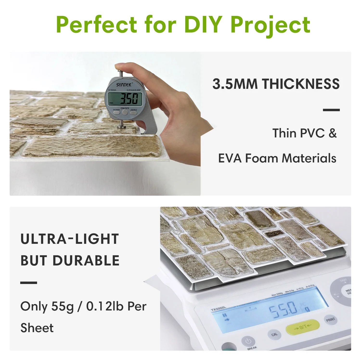 20 قطعة من ألواح الحائط اللاصقة المصنوعة من الحجر الصناعي ثلاثية الأبعاد، ملصقات حائط لغرفة المعيشة (10 قدم مربع/صندوق)، ديكور جدار المزرعة #5