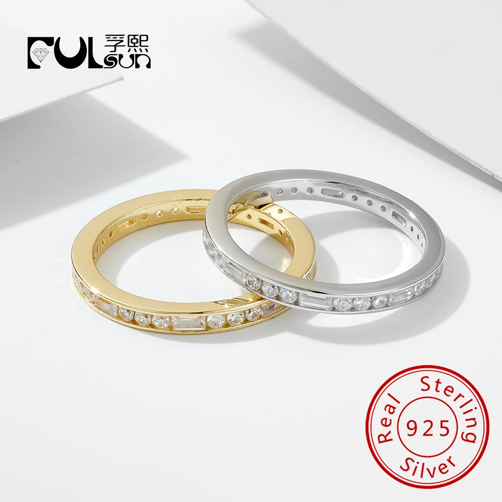 

925 Sterling Silver 14k Gold Plated Vintage Women Cute Dainty Jewelry Geometric Zircon Ring