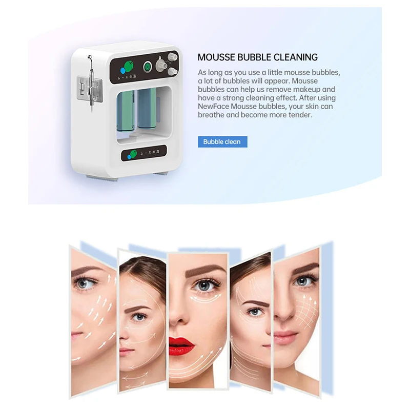 NewFace Wholesale Mousse Bubble Clean Facial Machine Skin Massage Oxygen Spray Scrubber Face Care Make Up Removal Equipment