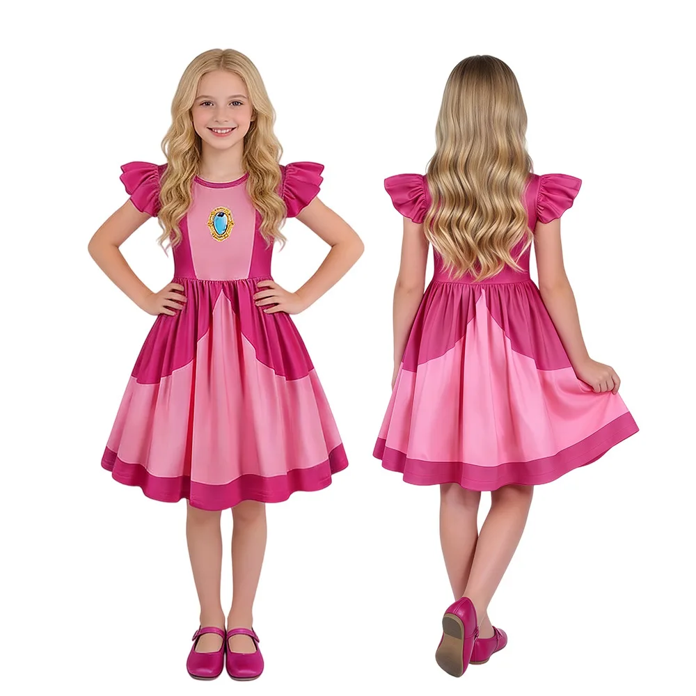 Dresses, Rosalind, Pinkie Pie, Princess Daisy ruffled short-sleeved dresses, cosplay costumes, party