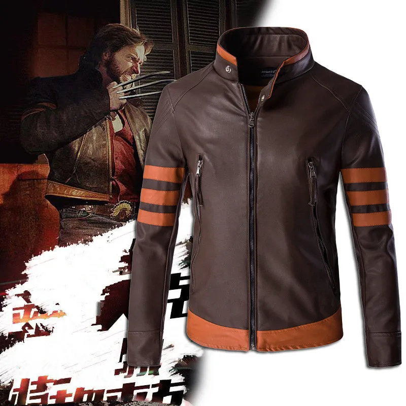 Giacca in pelle con cerniera da uomo autunno 2023 Wolverine cappotto locomotiva in pelle PU Casual giacca Bomber Logan cappotti Slim