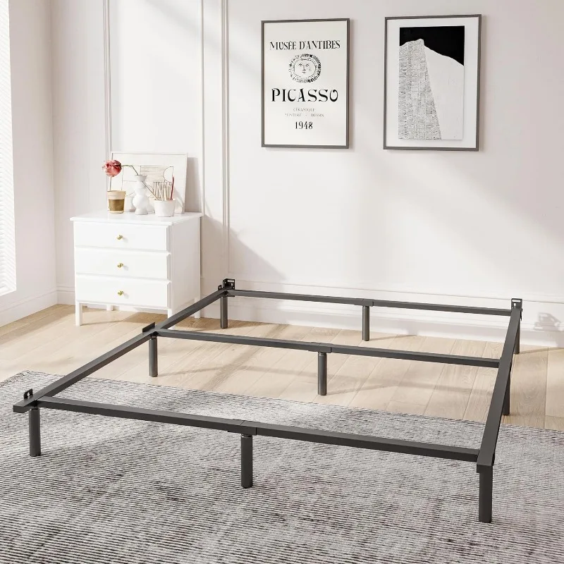 9 Inch Metal Basics Bed Frame, High Profile Base for Box Spring, 9-Leg Support, Noise-Free, Easy Assembly, Black