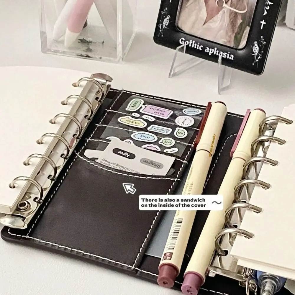 Neue A7 Braune Leder-Notizbücher Kawaii Tragbare Handbuchständer Verdickte Innenseite Taschenbücher