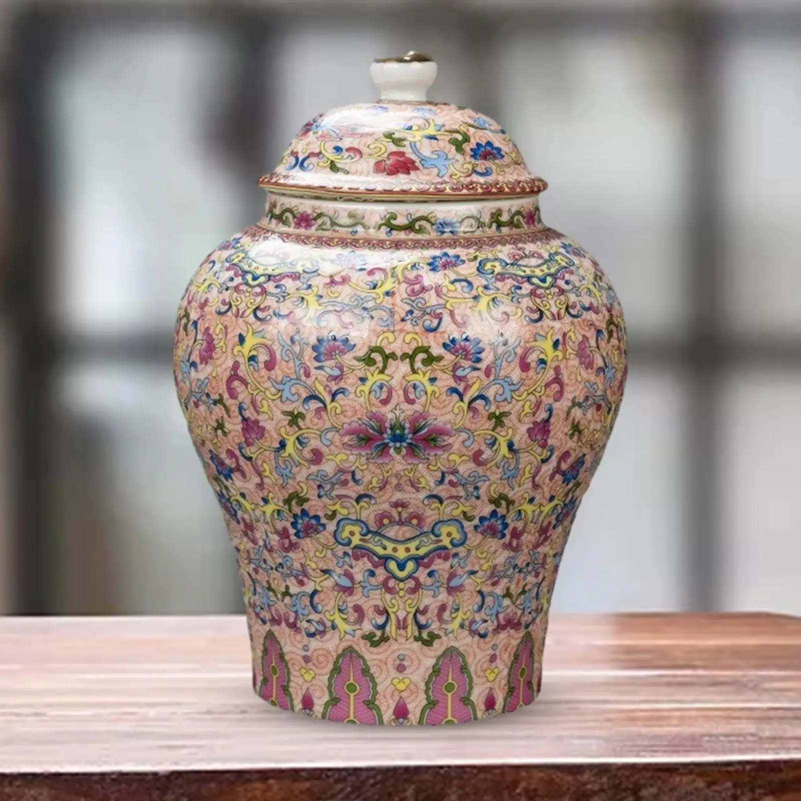 

Porcelain Ginger Jar Ceramic Tea Canister Tin for Cabinet Fireplace Office