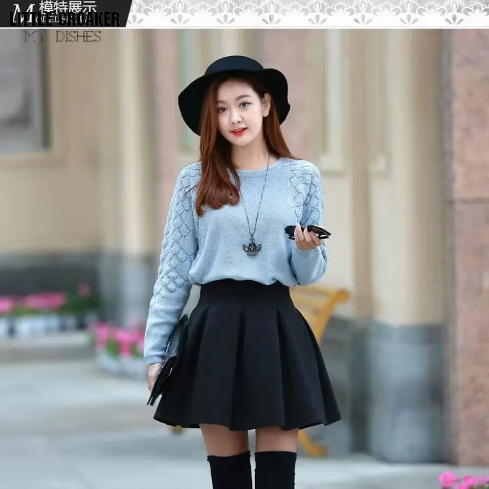 Jupe japonaise en laine foncée pour femme, gothique, punk, taille haute, plissée, Jk, Harajuku, Streetwear, grunge, mode féminine, noir