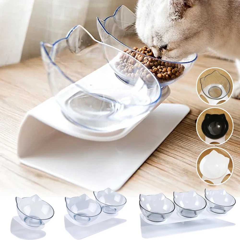 

Non-Slip Cat Single Double Pet Bowls With Stand Food Feed And Water Bowls Inclination Stand Cats Feeders Feeding Kitten Supplies