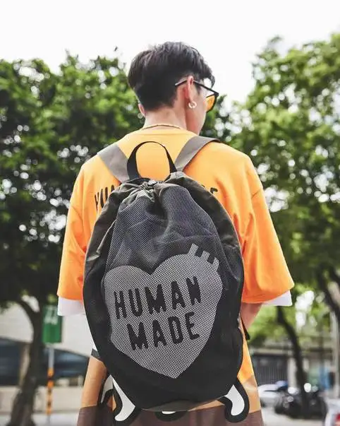 HUMAN MADE Vintage Military Backpack Lightweight Nylon Mesh Cushion Heart Logo Print