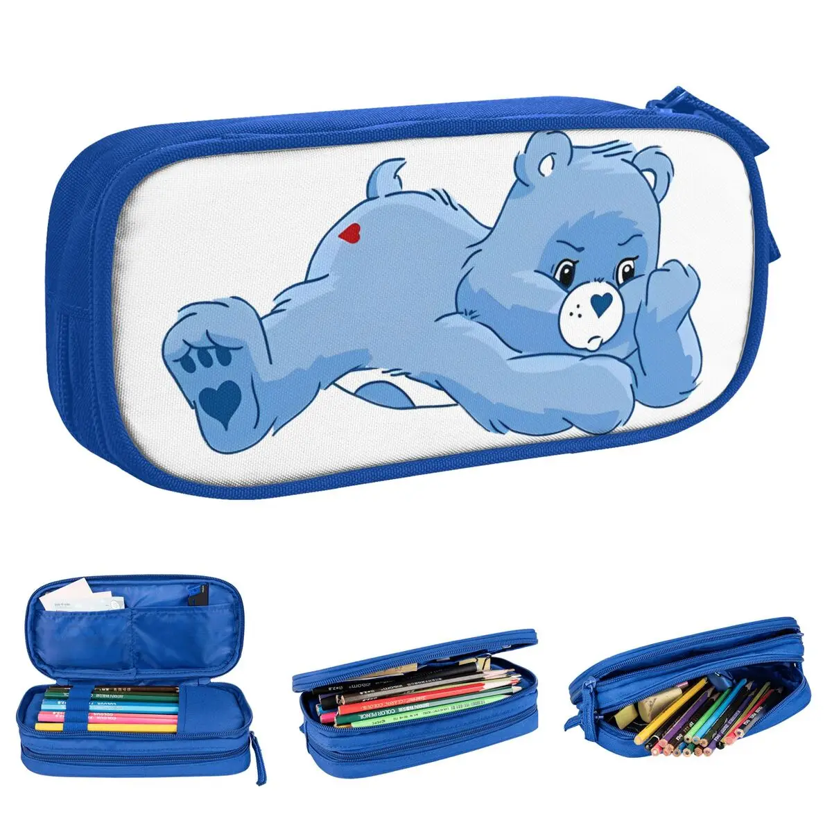 Care Bears Grumpy Bear Lying Down Pencil Case New Pen Box Bags Kids Big Capacity School Supplies Zipper Pencilcases