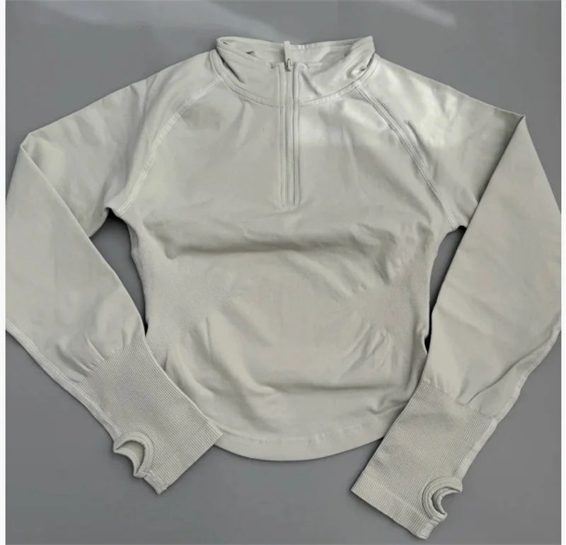 Half Zipper Long Sleeve Yoga Top Woman Gym Workout Tops Running Fitness Clothes Women Short Slim Tight Coat Sport Pullover