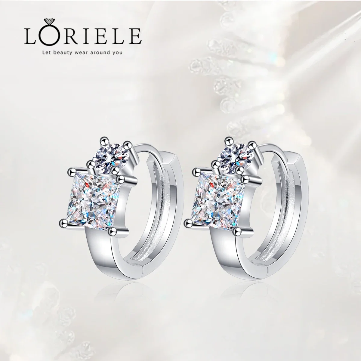 LORIELE Moissanite Sterling Silver Huggie Earrings Fine Diamond Cuff Earrings Lab Grown Diamond Hoop Earrings for Women Gift