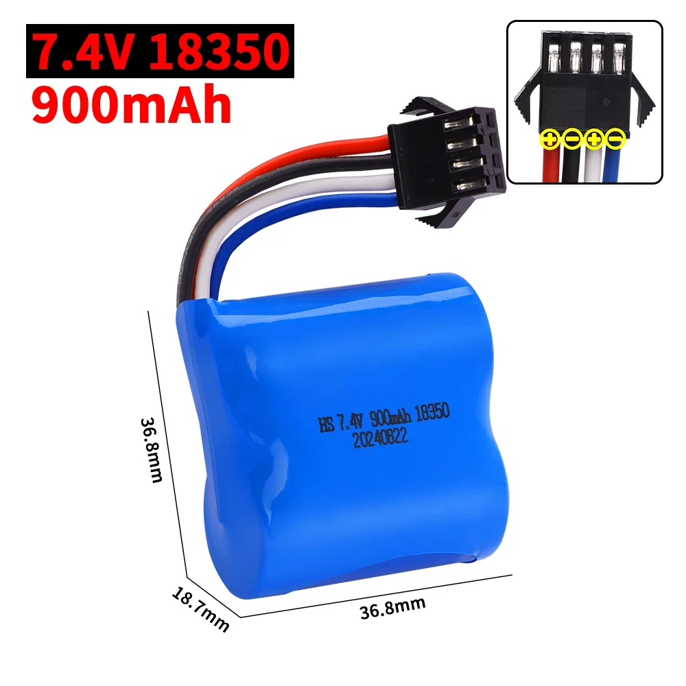 18350 7.4V SM-4P Plug 900mAh Li-ion Battery For HJ808 HJ813 HJ815 UDI 001 UDI001 HQ960 Remote Control High-speed Boat Battery