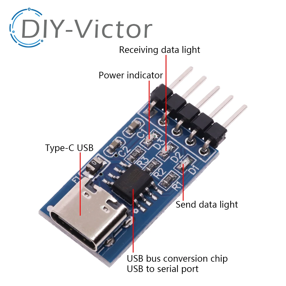 TYPE-C USB a TTL porta seriale CH340N modulo CH340 DC 5V/3.3V aggiornamento MCU scarica la linea di pennelli