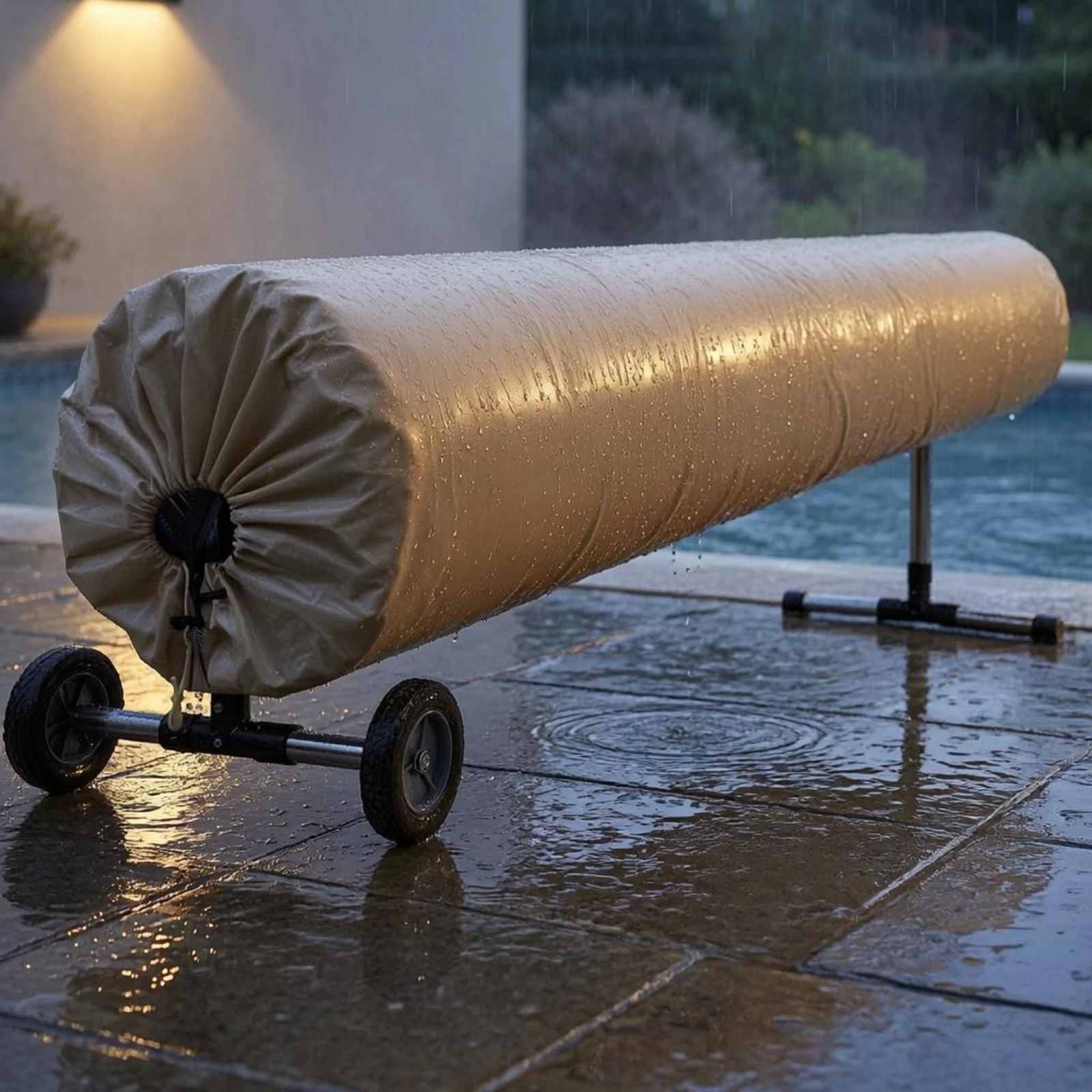 Solar Pool Cover Weather Resistant Drawstring Pool Cover Heavy-Duty Machine Washable for Outdoor Use