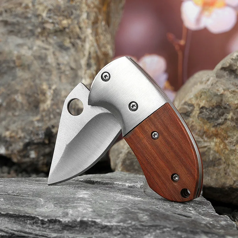 Stainless Steel Mini Knife Folding Portable Knife Keychain Carrying Knives Fruit Peeler Multi-purpose Outdoor Pocket Knife