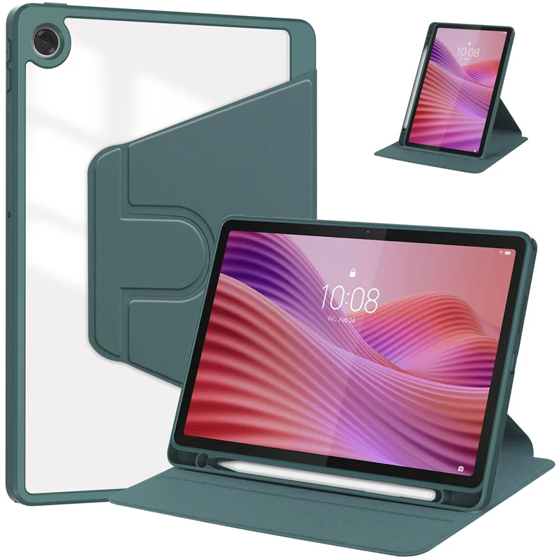 

For Lenovo Tab 10.1 2025 Case 360 Rotating Acrylic Back Stand Cover For Coque Lenovo tab tb311fu tb311xu Case with Pencil Holder