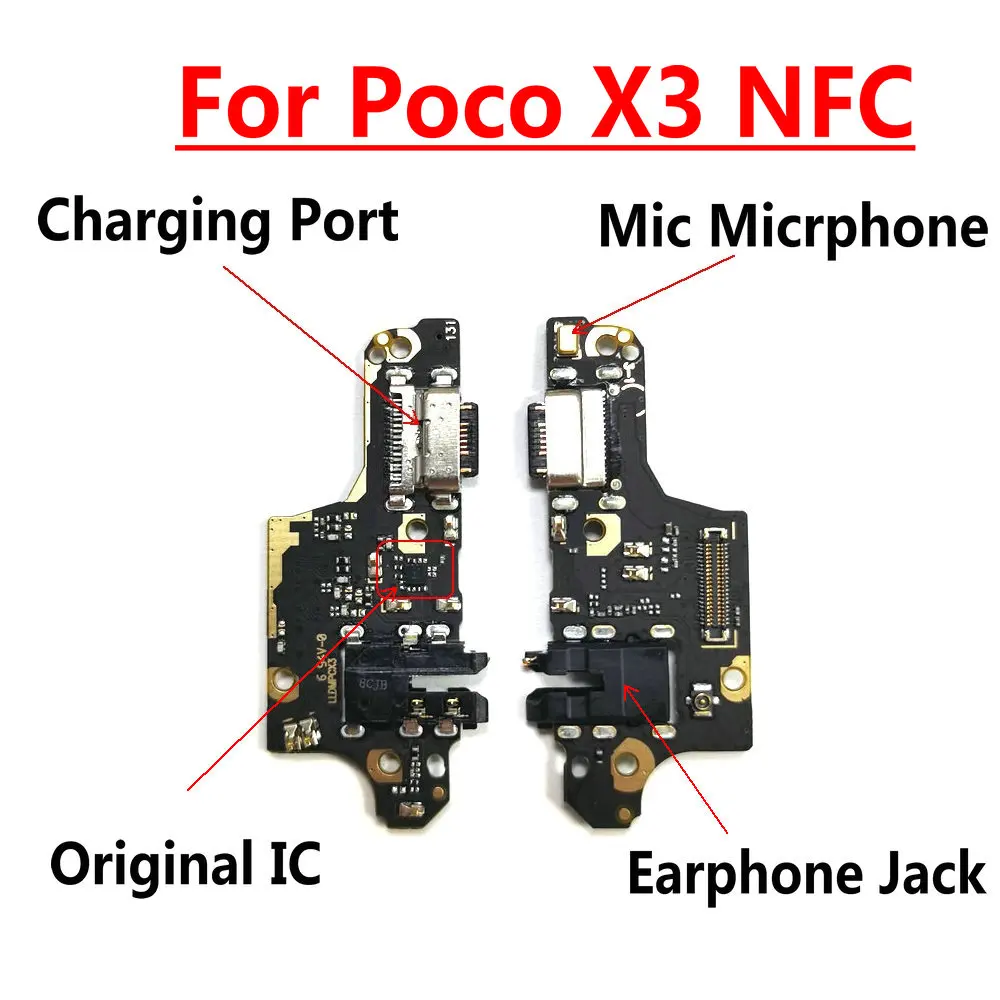 Placa principal Xiaomi poco x3 nfc com cabo flex e carregador usb, placa-mãe global com ic