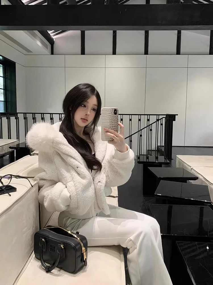 

Элегантные женские зимние парки с меховым воротником и капюшоном с длинным рукавом, тонкие элегантные роскошные женские короткие пуховые пальто, одежда JJ1025