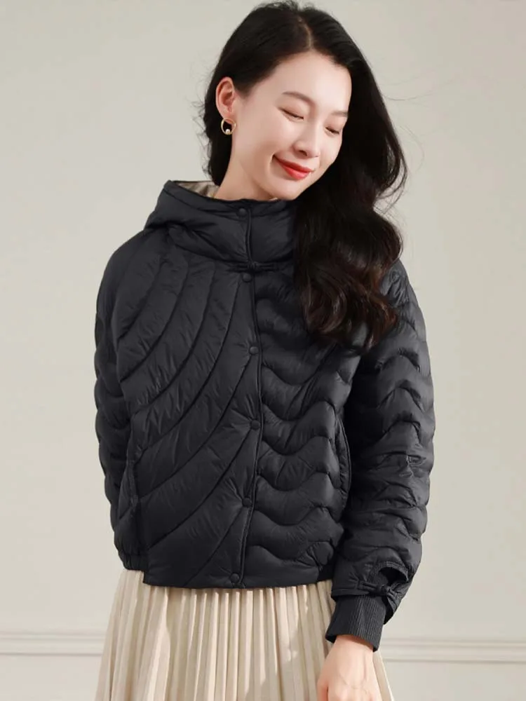 Novo design irregular acolchoado jaqueta com capuz 2025 outono inverno oversize curto puffer casaco quente de alta qualidade inkeo dj535