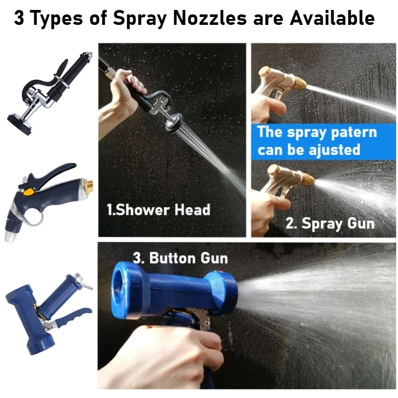 Water Retractable Hose Reel High Pressure Cleaning Set with 10m/15m/20m Rubber Air Hose and Spray Gun/Shower Head/Button Gun