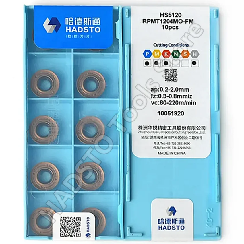RPMT1204MO-FM HS5130/RPMT1204MO-FM HS5120 RPMT1204MO R6 HADSTO CNC hard alloy blade Milling inserts Carbide inserts 10PCS/BOX