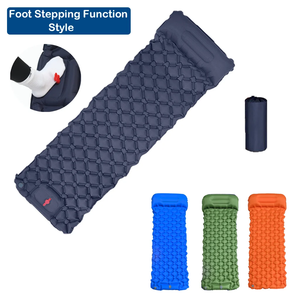 TPU Nylon Outdoor Camping Sleeping Mat 75×23.6in Built-in Pump Outdoor Sleeping Pad Foot Stepping Function Ultralight Travel Mat