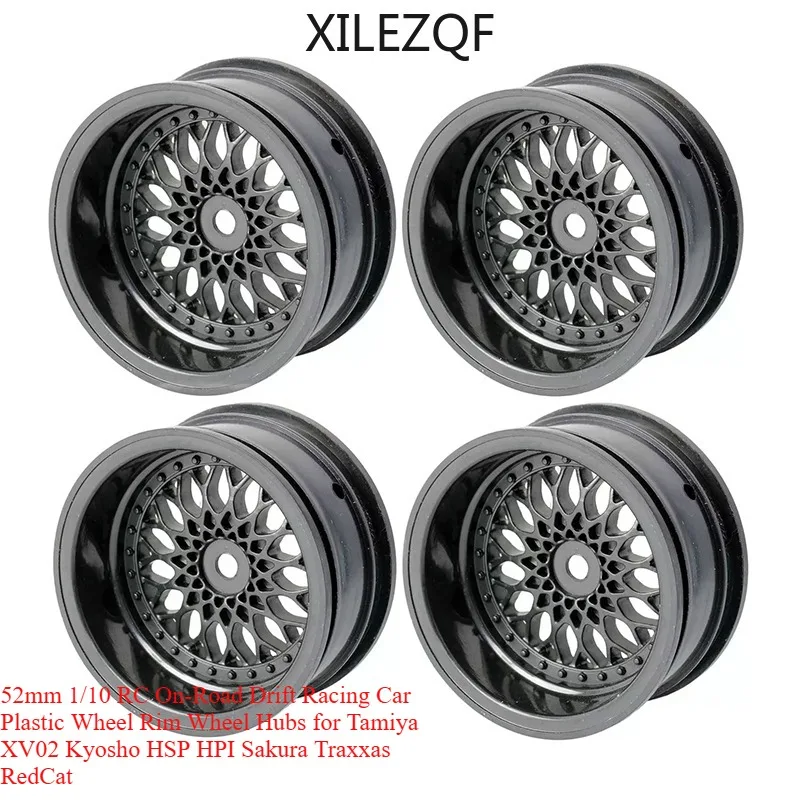 

4pcs 52mm 1/10 RC On-Road Drift Racing Car Plastic Wheel Rim Wheel Hubs for Tamiya XV02 Kyosho HSP HPI Sakura Traxxas RedCat
